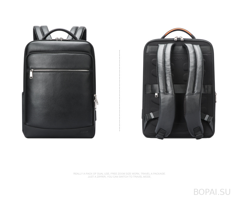 Кожаный тонкий рюкзак Bopai 61-121561 