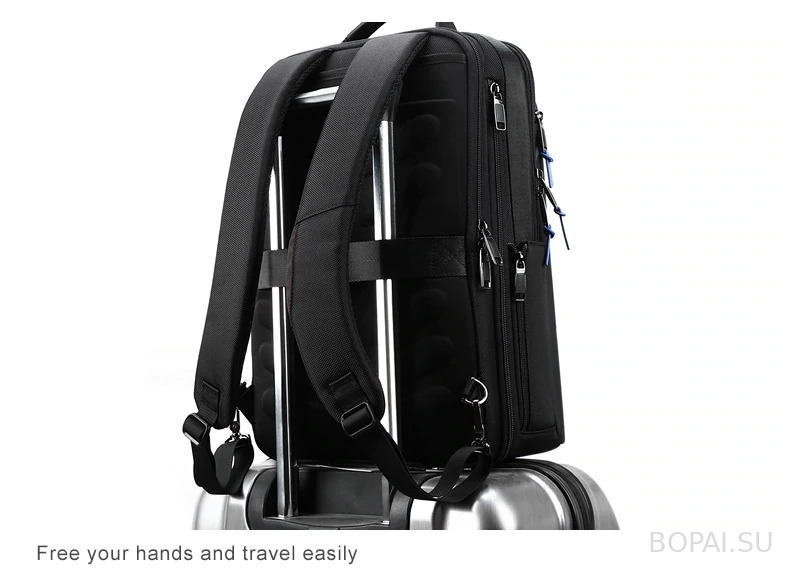 Рюкзак деловой Bopai 61-07311 легко фиксируется при помощи багажной ленты